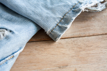 Close up of blue jeans