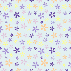 Fototapeta na wymiar Seamless vector pattern. Background with elements of colorful flowers over light backdrop
