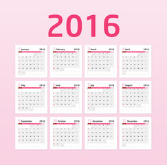 Calendar 2016 - pink 