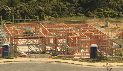 Wooden house construction, building homes in New Zealand