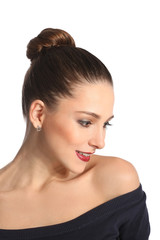 Fototapeta premium beautiful woman face portrait on white background