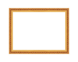 antique golden frame isolated on white background