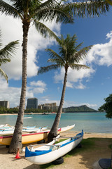 Obraz na płótnie Canvas Seashore Pacific Ocean Waikiki Beach Oahu Hawaii Diamond Head