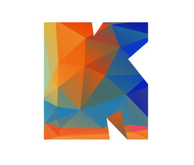 K kilo alphabet in colorful glass polygon