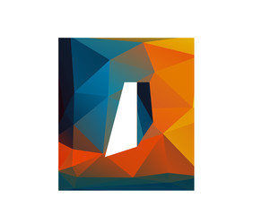 O oscar alphabet in colorful glass polygon