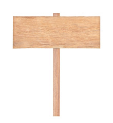 Wooden sign isolated on white background.