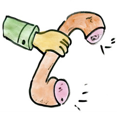 cartoon wired telephone handset isolated on white background cartoon watercolor