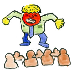 Naklejka premium businessman Angry Boss evil cartoon isolated on white background cartoon watercolor