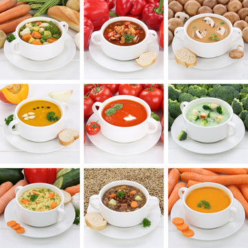 Collage Suppe Suppen gesunde Ernährung Tomatensuppe Gemüse Gem