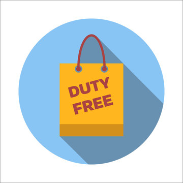 Duty-free bag flat icon