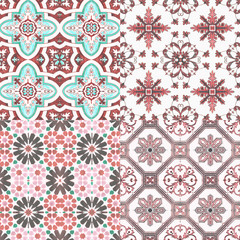 Old ceramic tiles patterns walkway In the park.