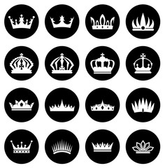 Crowns white icons set