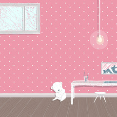 Children room pink background design