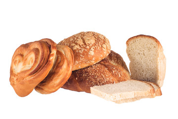 Fresh bread isolated on white background