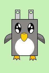 art square penguin cartoon illustration