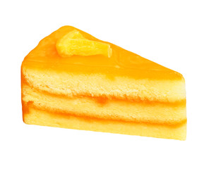 orange cake isolated on white background.