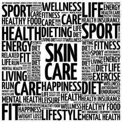 Skin care word cloud background, health concept