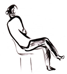 Instant sketch, people in park