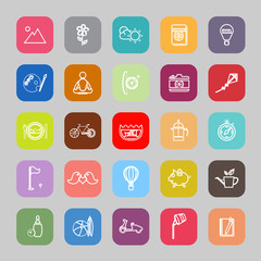 Slow life activity flat line icons