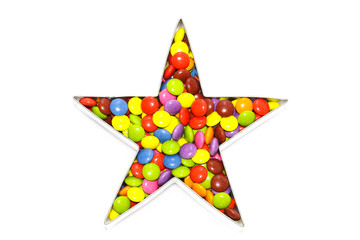 Schokolinsen in Sternform