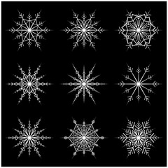 Snowflake vector symbol silhouette design. christmas winter icon  illustration isolated on the black background.
