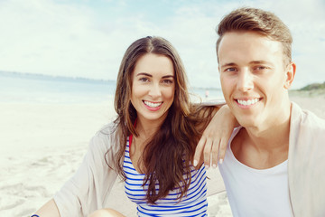 Romantic young couple on the beach