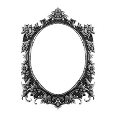 old decorative frame - handmade, engraved - isolated on white ba
