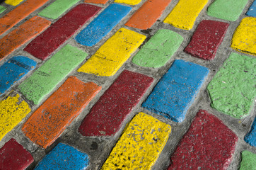 colorful brick floor - cheerful background of colorful floor