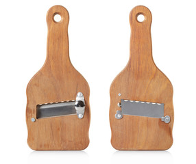 Wooden truffle or vegetable slicer on white, clipping path