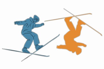 skier man, vector sketch