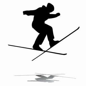 skier man, vector sketch