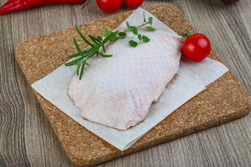 Raw duck breast