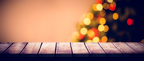 Composite image of wooden desk