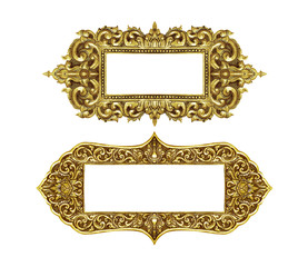old decorative frame - handmade, engraved - isolated on white ba