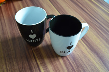 Black and white cups