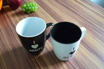 Black and white cups