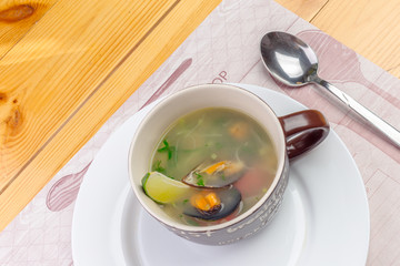 Seafood soup with mussels