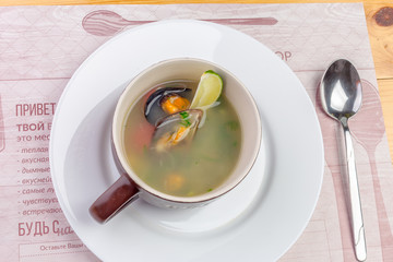 Seafood soup with mussels