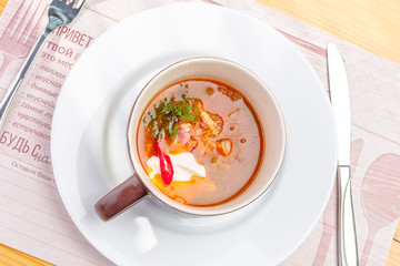 Traditional Ukrainian Russian vegetable soup, borsch