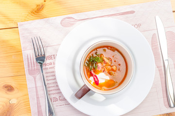 Traditional Ukrainian Russian vegetable soup, borsch