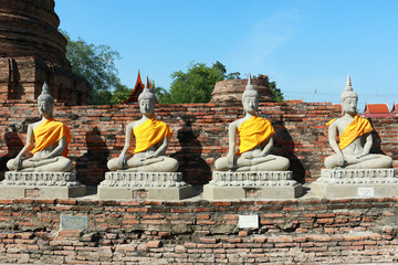 Fototapeta na wymiar Wat Yai Chai Mongkhon or the “Great Monastery of Auspicious Victory” is located off the city island in the southeastern area of Ayutthaya in present Phai Ling sub-district.