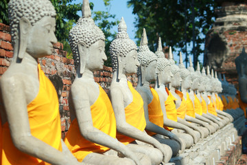 Wat Yai Chai Mongkhon Temple in Ayutthaya, Thailand - obrazy, fototapety, plakaty