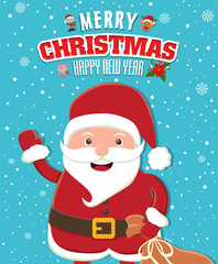 Vintage Christmas poster design with Santa Claus