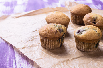 Muffins on the wooden table