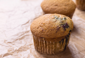 Muffins on the wooden table