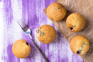 Muffins on the wooden table