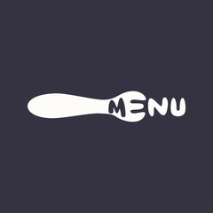 logo text menu in the sign of fork. Vector design logo. Logo for cafe. Vector illustration