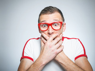 Close-up scared man