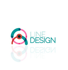 Vector swirl and circles outline minimal abstract geometric logo