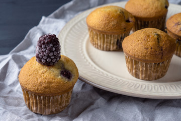 Muffins on the wooden table